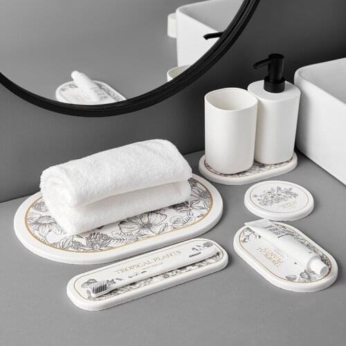 Nordic Diatomite Absorbent Soap Mat Anti-slip Coaster for Bathroom Washable Cup Pad Nordic Style Toothbrush Holder Tray Storage