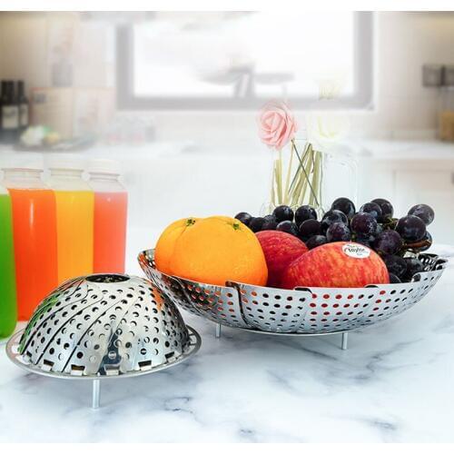 Steaming Plate Kitchen Stainless Steel Steaming Plate Home Multi-Function Plate Folding Plate Telescopic Fruit Plate