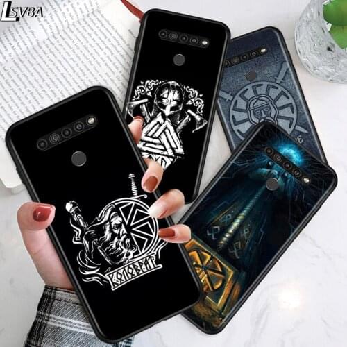 Slavic Viking symbol Kolovrat for LG G8 G8S G8X V30 V35 V40 V50 V60 ThinQ Q60 K40 K50 K30 K41 K51 K61 K71 K22 Black Phone Case