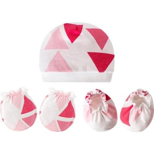 45BF Newborn Mittens Socks Beanies Kit Baby Soft Cotton Gloves Hat Foot Cover Set for Infants