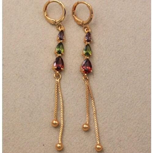 Dangle Drop Earrings Water Drop Red Cubic Zirconia Copper Earring For Women Fashion Jewelry Accessories Wedding Anniversary Gift