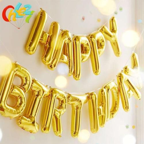 13pcs Happy Birthday Balloons Golden Silver Pink Blue air Balloons alphabet letters hanging Birthday Party Decorations Banner