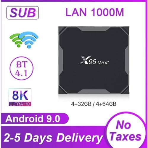 X96max Plus SUB Android 9.0 Smart TV BOX Amlogic S905X3 Quad Core 2G 16G 4G 64G Smart TV Box With Dual WiFi 2.4G 5G Set Top Box