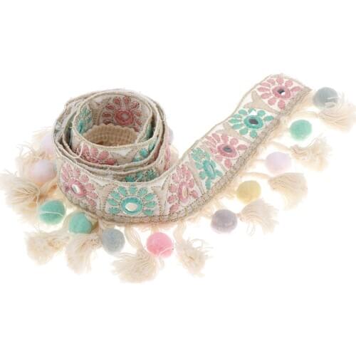 1 Yard Jacquard Ribbon Trim with Pom Poms Tassel DIY Crafts for Wedding Party Jewelry Making Findings Jewelry Bags Dancing Dress