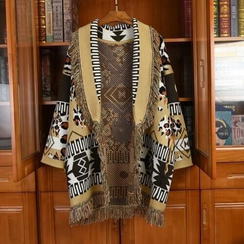 2020 Autumn Winter High Quality Womens loose Wool cardigans Italy style tassel knitted coat C527