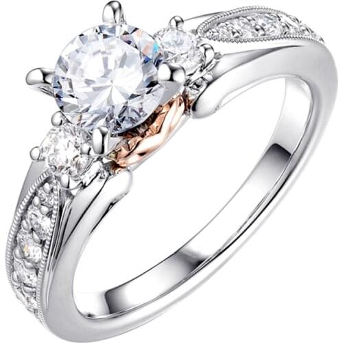 Elegant Silver Color Engagement Ring Luxury Cubic Zircon Crystal Wedding Rings For Women Fashion Jewelry Finger Ring Band D5M524