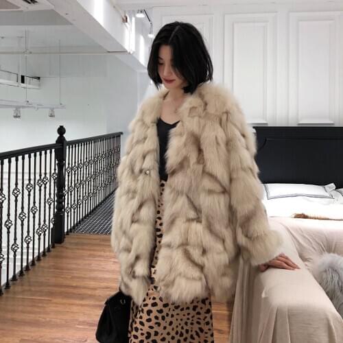 Real Fox Fur Winter Coat Clothes Autumn Korean Long Coats Women Vintage Jacket Warm Overcoat Abrigo Mujer MY1087
