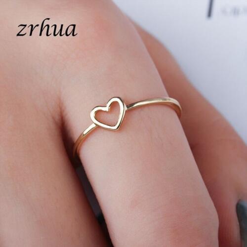 ZRHUA Charm 2018 New Fashion High Quality Gold/Silver Color Heart Shaped Wedding Ring for Woman Dropshipping Cheap Finger Anel