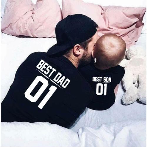 1pcsBest Dad Best Son 01 Dad and Me Tshirts Father and Son Family Outfits Fathers Day Gift Baby Boy Summer Look