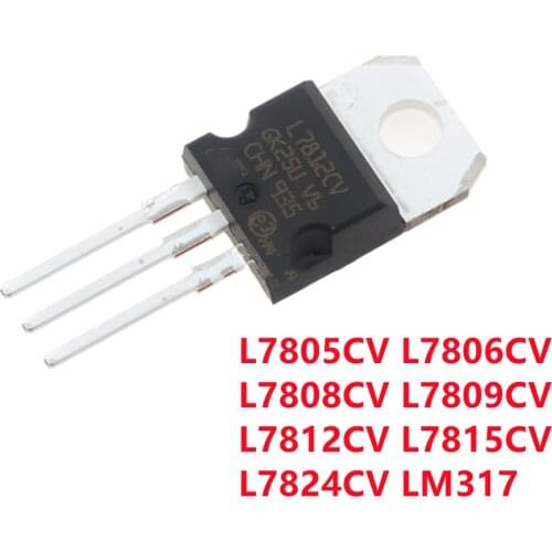 5pcs L7812CV L7805CV L7809CV L7806CV L7808CV L7824CV L7815CV LM317 TO-220 Positive-Voltage Regulators IC LM7812 IGBT