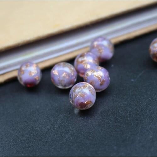 10pcs/lot 10mm Solid Purple Color Lampwork Glass Beads With Shinning Sand for earring necklace making