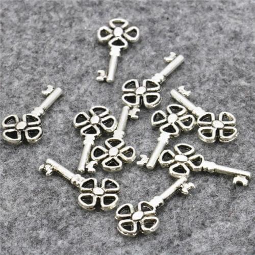 10PCS Hot Sale Retro Key Shaped Lucky DIY Loose Finding Accessories Copper Pendant New Jewelry Making Design 10x20mm Girls Gifts