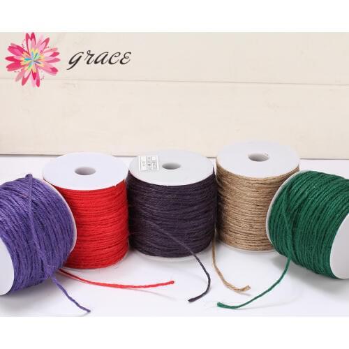 100Y/lot 2mm Colorful Natural Jute Hemp Rope Twine Beading String Cords Thread For Diy Necklace Jewelry Making Crafts Decoration
