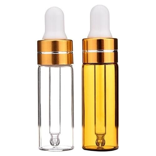 1000pcs/lot 5ml Mini Glass Vial Pipette Cosmetic Bottle 5cc Amber Glass Dropper Bottle Essential Oil