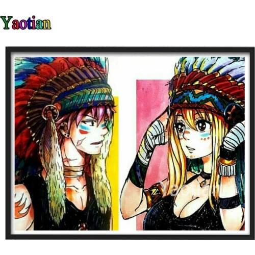5D DIY Diamond Painting Cartoon Tribal indian Girl Cross Stitch Wall Art Diamond Embroidery Picture Of Rhinestones Home Decor