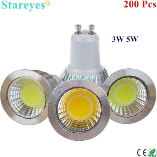 Free shipping 200 Pcs Dimmable 3W 5W GU10 E27 B22 E14 GU5.3 MR16 LED COB Spotlight Downlight Droplight lamp Bulb light lighting