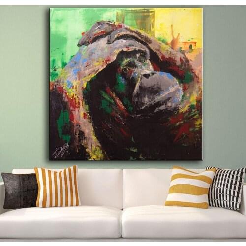 Free shipping Large size Printing Oil Painting Wall painting silent Monkey Wall Art Picture For Living Room painting