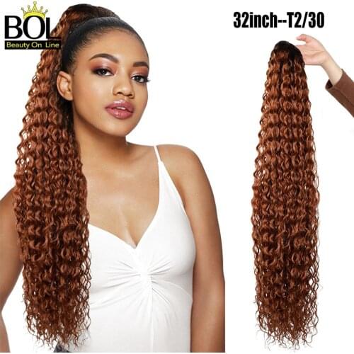 Beauty On Line Heat Resistant Synthetic Long Curly Ponytail Hair T2/30# Bun Extension With Two Plastic Combs Hairpiece