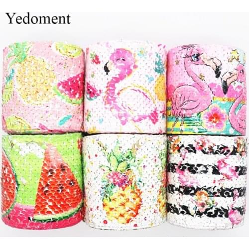 2Yard 3" 75mm Printing Reversible Sequin Ribbon Shiny Glitter Cartoon Ribbon DIY Hair Bows MD19052701