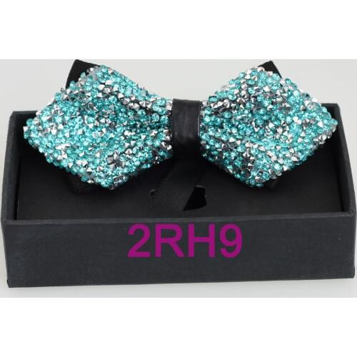 YIBEI Coachella Ties Silver Turquoise Bowtie Glitter Rhinestone Butterfly Diamond Bow Ties Gift Boxed Borboleta Adjustable