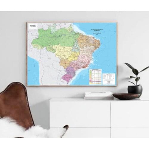 84x59cm Canvas Portuguese Map of Brazil Personalized Brazil Map Posters and Prints Home Office School Decoration Wall Painting