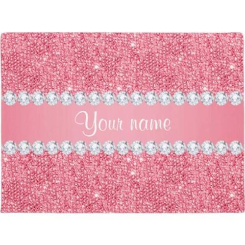 Faux Pink Sequins and Diamonds Doormat Home Decoration Entry Non-slip Door Mat Rubber Washable Floor Home