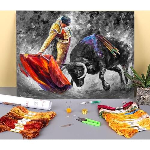 Oil Painting Style Printed Water-Soluble Canvas 11CT Cross-Stitch Kit Embroidery DMC Threads Sewing Handmade work Adults