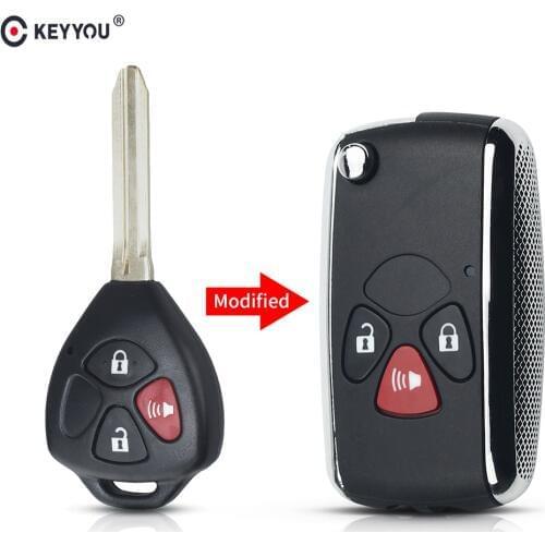 KEYYOU 3 Buttons Modified Flip Remote Car Key shell Fob Case For Toyota RAV4 Yaris Venza Scion tC/xA/xB/xC TOY43 Blade
