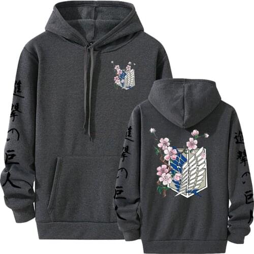 Japanese Anime Graphic Hoodies Men Attack on Titan Pullover Sweatshirt Unisex Male