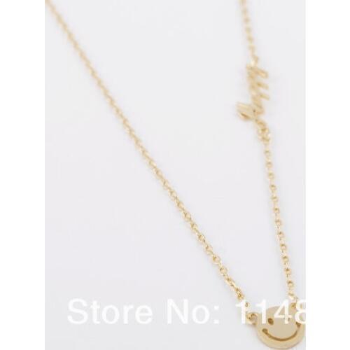 Fashion Hotting Sale Gold Silver Cute exquisite perfect Happy Smile Necklace for Boys Girls Lovers' Gifts