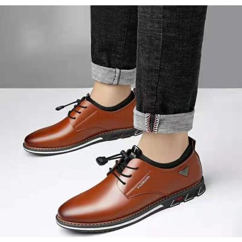 Fashion New Men Dress Shoes Comfortable Low-Top British Casual Mens Single Shoes Solid Color Lace Up Men Business Formal Shoes