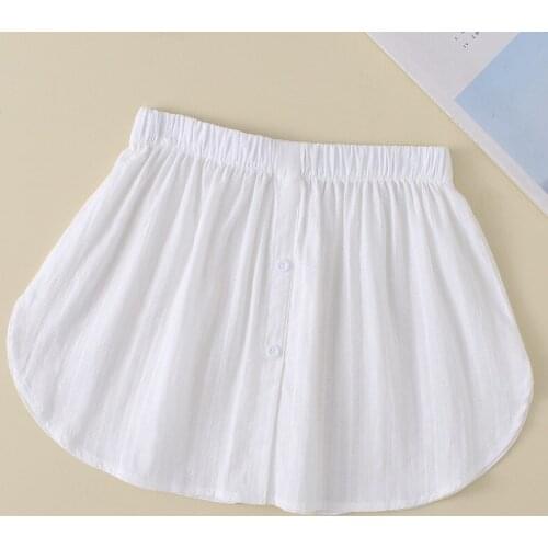 Fashion Women Fake Hem Skirts Elastic Waist Adjustable A-Line False Skirt Solid Color Buttons Detachable Underskirt Apron