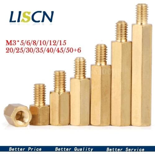 10Pcs M3*(5-50)+6mm Hex head Brass Spacing Screws Threaded Pillar PCB Computer PC Motherboard StandOff Spacer