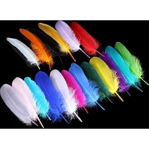 Hot 50Pcs Natural Goose Feather 5-8 Inches 14-20 Cm DIY Plumes 19 Colors White Feathers Pink Feather Plume Decoration Craft