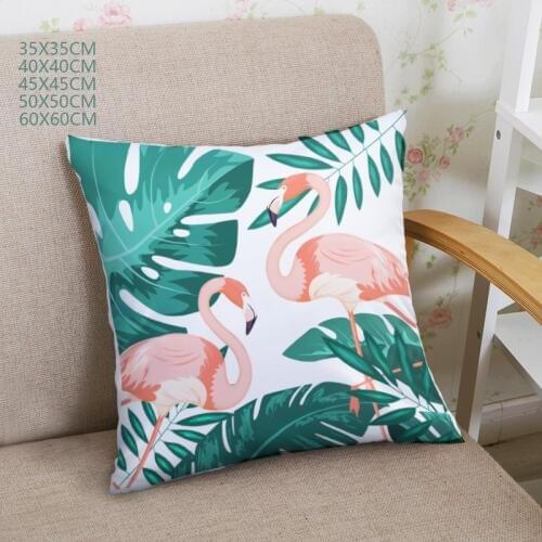 Leaf & Flamingo Square Cushion Cover DIY Image photo Print Customized Pillowcase,Home Decorative 35*35/ 40*40/45*45/50*50/60*60