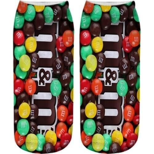 3D Digital printed man socks Potato Chips cotton women short socks 3 pairs funny socks chaussettes pour hommes summer spring new