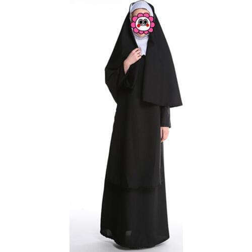 2016 New High quality Halloween party costumes Nun womens female wear cosplay clothes cosplay costume with black hood