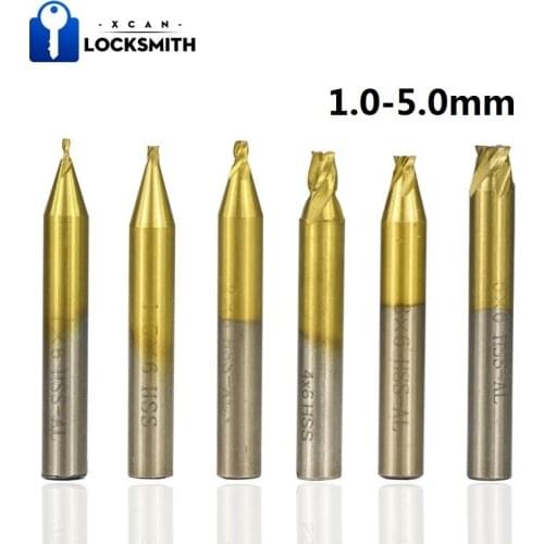 XCAN 1pc 6mm Shank TiN Coated HSS Vertical Key Machine Cutters Car Door Key Cutter Key Machine Part 1.0 1.5 2.0 2.5 3.0 4.0 5.0