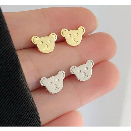 925 Sterling Silver Stud Earrings Fashion Cute Little Bear Earrings For Girls Women Luxury Fine Jewelry Gift