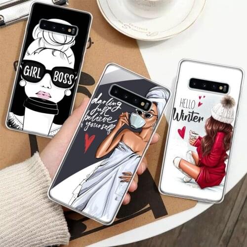 Princess Female Boss Coffee Silicon Phone Case For Samsung Galaxy A51 A71 A70 A50 A40 A30 A20E A10S A01 A21 A6 A7 A8 A9 Plus + C
