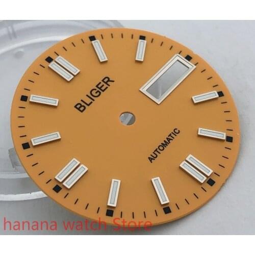 BLIGER Sterile 29mm dial date kit is suitable for NH36 night plate parts male watch movement dial yellow