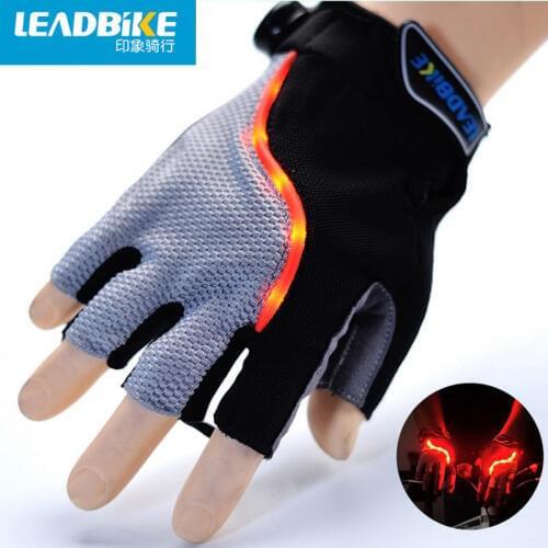 Leadbike Bicycle Gloves Half Finger Men/Women LED Mountain Road Bike Sports Anti-slip Lightning Gloves Ultra-Breathable