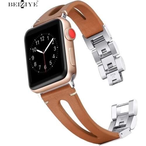 Beiziye Vintage Leather watch Strap For Apple Watch Bands 38mm 42mm 40mm 44mm iWatch Series 1 2 3 4 5 Bracelet women Watch Band