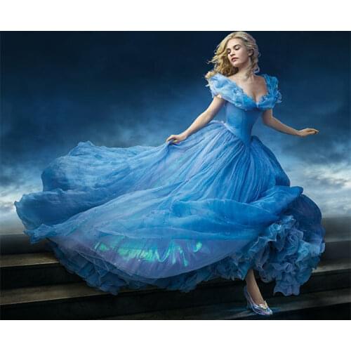 High Quality Blue Cinderella Princess Gown Adult Newest Alice in Wonderland Costume for Women Biancaneve Princess Dress W159351