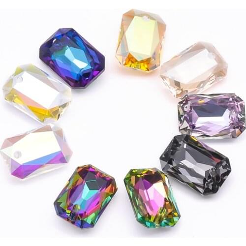 6X9/8X12/11X16mm Rectangle Pendant Jewelry Earring Gemstone Fancy Stone With Holes Women Pendant Accessorie Bracelet Rhinestone