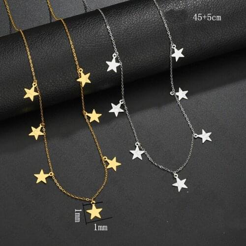 45+5cm Simple Gold Silver color Star Pendant Necklace Stainless Steel Clavicle Chain Women Necklace Bohemia Christmas Gift