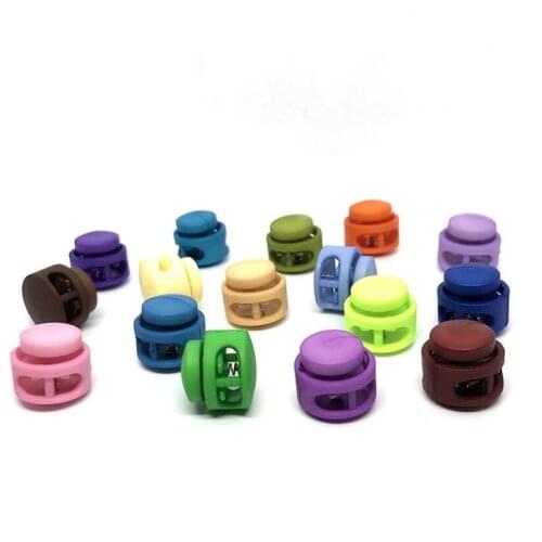 10pcs 16*17mm Multi Colors Plastic Paracord Cord Lock Clamp 2 Hole Toggle Clip Stopper Shoelace Cord Buckles Cord Lanyard Parts