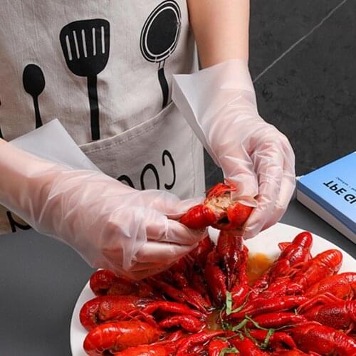 100Pcs/Set Disposable Gloves Food Plastic Gloves Soft Elasticity TPE Stretchable Food Service Gloves for Home Kitchen BBQ