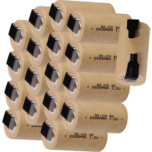 18 pcs SC 2200mah 1.2v battery rechargeable batteries element NICD for electric screwdrivers accumulator for power tools