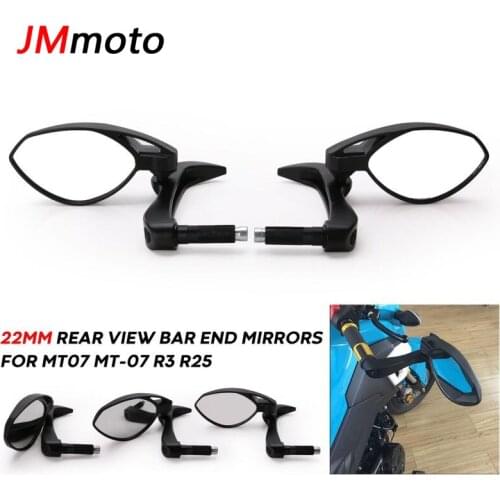 7/8" Motorcycle Hand Handguard Protection Brake Clutch Lever Pair Side Mirror 22mm Rear View Mirrors For Yamaha MT07 R3 R25